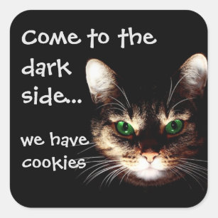 Sticker Carré Chats Badass - "Dark Side has Cookies"
