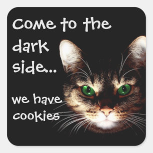 Sticker Carré Chats Badass - "Dark Side has Cookies"