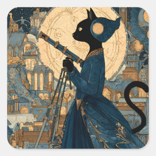 Sticker Carré Chats - Chat victorien - Comtesse Beatrice