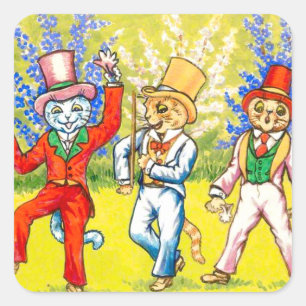 Sticker Carré Chats dansants