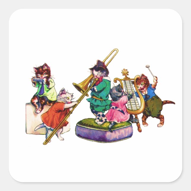 Sticker Carré Chats de jazz (Devant)
