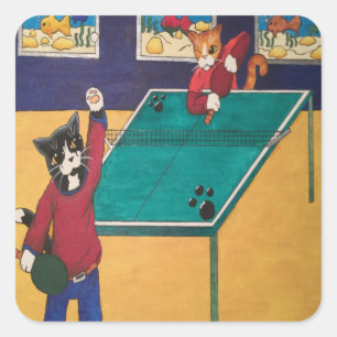 Sticker Carré Chats de tennis de table