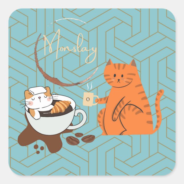 Sticker Carré Chats du lundi (Devant)