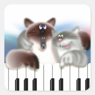 Sticker Carré Chats en piano