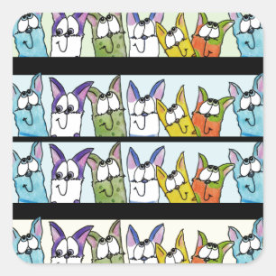 Sticker Carré Chats Kitty Lineup Colorful