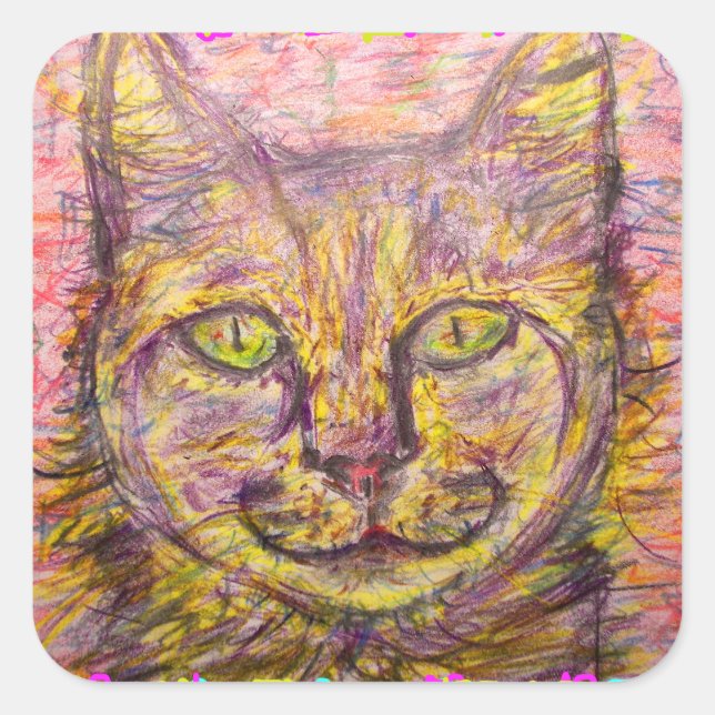 Sticker Carré chatte du jour ensoleillé (Devant)