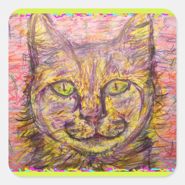 Sticker Carré chatte du jour ensoleillé (Devant)