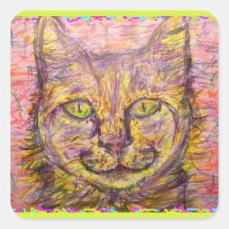 Sticker Carré chatte du jour ensoleillé