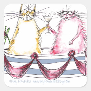 Sticker Carré chatte love - dessin humoristique, tony fernandes