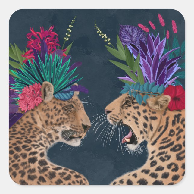 Sticker Carré Chaud House Leopards | Un couple (Devant)