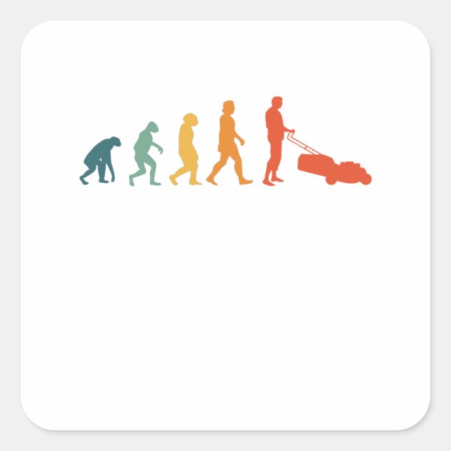 Sticker Carré Chauffage du jardinier rétro Evolution de la tonde (Devant)