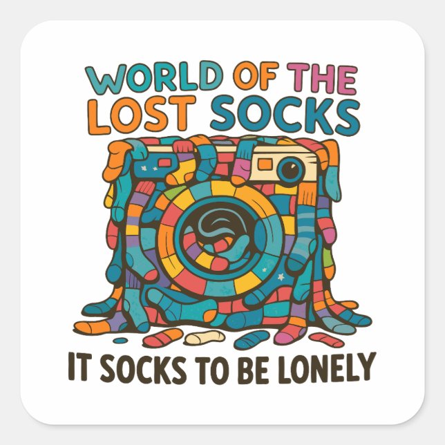 Sticker Carré Chaussettes Danoises Drôle Monde Manquant Mais Pas (Devant)