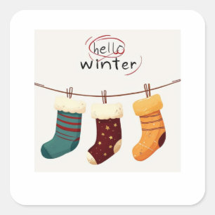 Sticker Carré chaussettes de Noël cadeaux