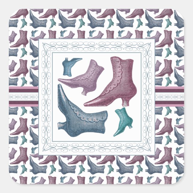 Sticker Carré Chaussures, Chaussures Amateur Bottes victoriennes (Devant)