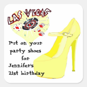 Sticker Carré Chaussures de fête d'anniversaire de Las Vegas
