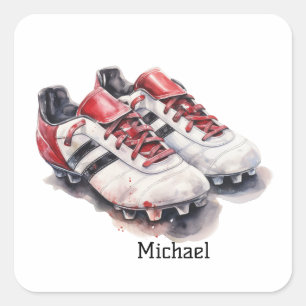 Sticker Carré Chaussures d'entraîneur de joueur de football à no