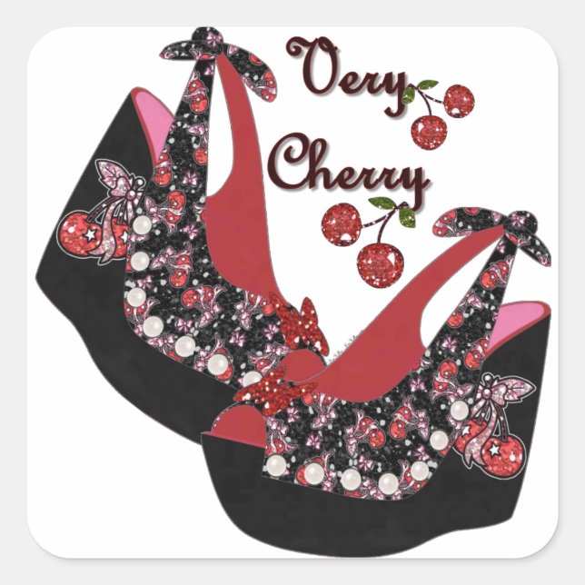 Sticker Carré Chaussures RAB Rockabilly Very Cherry (Devant)