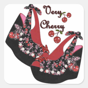 Sticker Carré Chaussures RAB Rockabilly Very Cherry