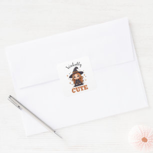Sticker Carré Chauve sorcière d'Halloween   Éffrayant adorable