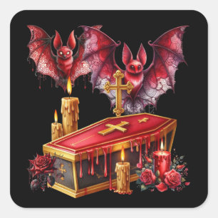 Sticker Carré Chauves-souris vampires
