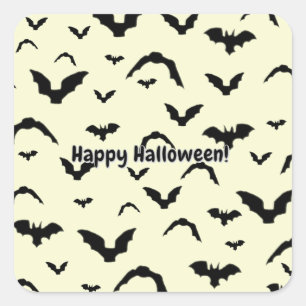Sticker Carré Chauves-souris volantes sur fond jaune