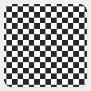 Sticker Carré Check Black White Checkered Pattern
