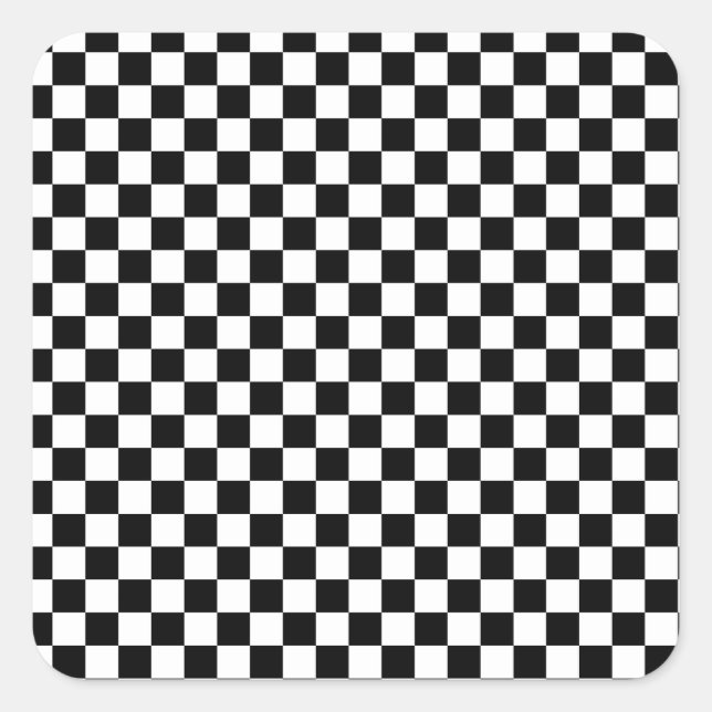 Sticker Carré Checkerboard pattern black and white (Devant)