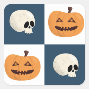 Sticker Carré Checks de Skulls et Pumkins