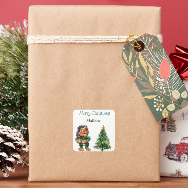 Sticker Carré Cheeky Christmas Troll et Tree Delight (vacances)