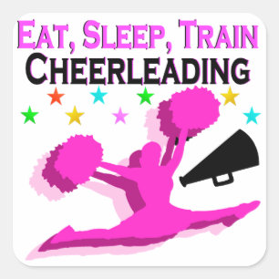 STICKER CARRÉ CHEERLEADER DE TRAIN DE SOMMEIL ROSE EAT