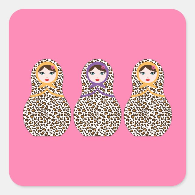Sticker Carré Cheetah Print Matryoshka (Devant)