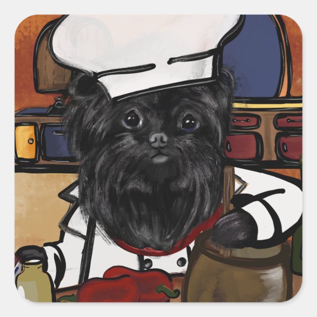 Sticker Carré Chef Affenpinscher      (Devant)