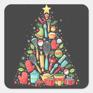 Sticker Carré Chef cuisinier cuisinier de Noël Cook Xmas