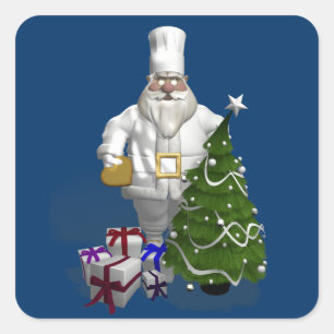 Sticker Carré Chef du Père Noël doux
