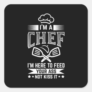 Sticker Carré Chef Ici Nourriture Pas Baiser Cuisine Amoureux Dr