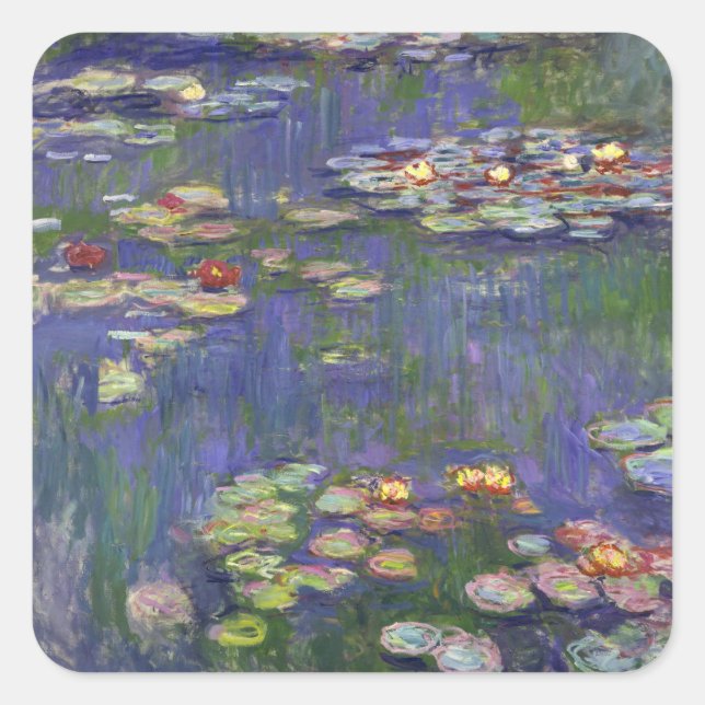 Sticker Carré Chefs-d'œuvre de Nymphéas de Monet (Devant)