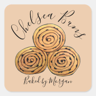 Sticker Carré Chelsea Buns Currant Roll Boulangerie Cuite Maison