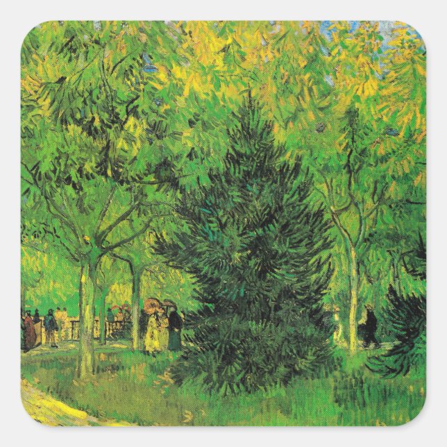 Sticker Carré Chemin dans le Parc d'Arles avec Walkers - Van Gog (Devant)