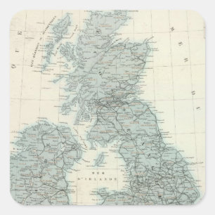 Sticker Carré Chemin de fer et canaux des îles britanniques