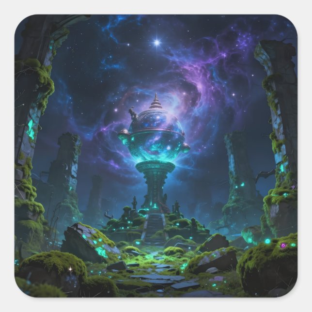 Sticker Carré Chemin des étoiles – Voyage à travers l'univers (Devant)