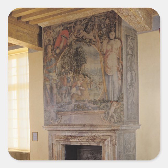 Sticker Carré Cheminée dans la Chambre du Roi (Devant)
