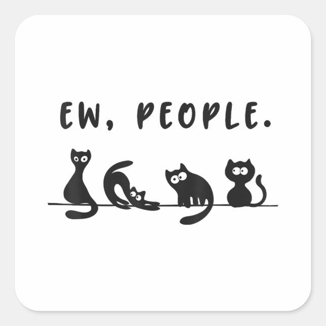 Sticker Carré Chemise de chat noir drôles femmes nouvelles perso (Devant)