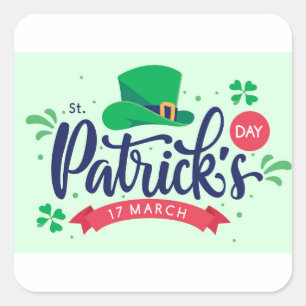 Sticker Carré Chemise de la Saint-Patrick – Chapeau de lutin cha