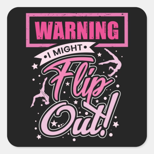 Sticker Carré Chemise Gymnastique Drôle Pour Les Filles Gymnaste (Devant)