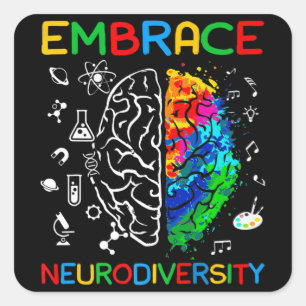 Sticker Carré Chemise Neurodiversity Embrasser la Sensibilisatio
