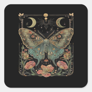 Sticker Carré Chemise Whimsigoth Moth, T-shirt papillon botaniqu