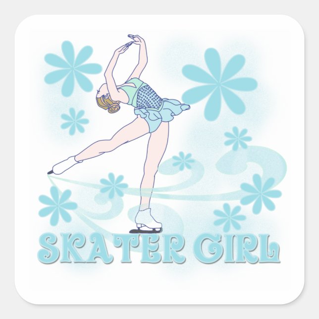 Sticker Carré Chemises et cadeaux pour filles de patineur (Devant)