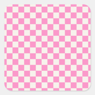 Sticker Carré Chèque rose, Motif en damier, À damiers