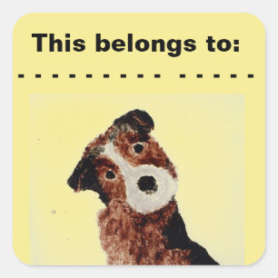 Sticker Carré Cher chien Terrier Brown, appartient à