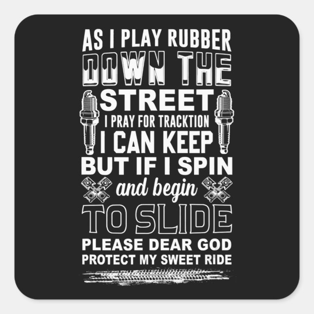 Sticker Carré Cher Dieu Protégez Mon Sweet Ride Biker Cadeau (Devant)